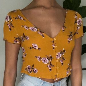 yellow floral top